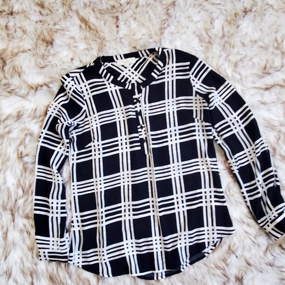 Checkered Crepe Chiffon Longsleeve Top 🌴 - Picture 1 of 9